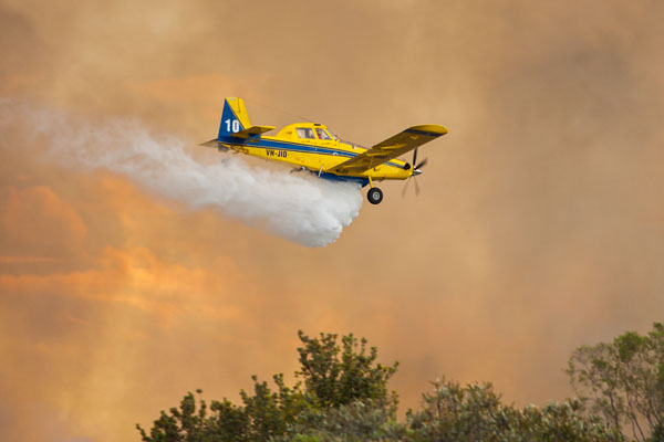 water bomber dumping water