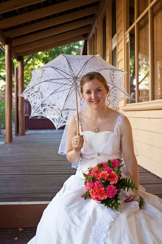 bride with parasol