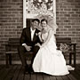 bride and groom in sepia