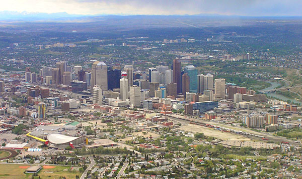 Aerial view of Calgary city