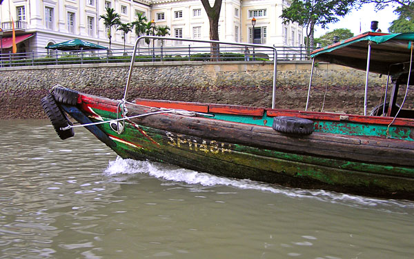 wooden boat on the river